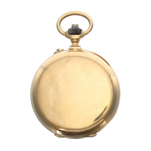 671 - Austrian 18ct lever hunter fob watch, gilt frosted bar movement with compensated balance and regulat... 