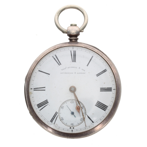 691 - Thos Russell & Son silver fusee lever pocket watch, Chester 1881, the movement signed Thos Russe... 