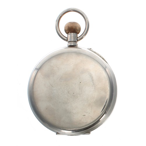 693 - Very large Goliath nickel cased lever pocket watch, gilt frosted movement with compensated balance a... 