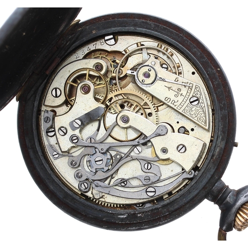 686 - Swiss gunmetal centre seconds chronograph lever pocket watch, frosted movement, no. 23478 with compe... 