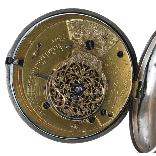 688 - George III silver verge pair cased pocket watch, London 1815, the fusee movement signed Willm Whiteh... 