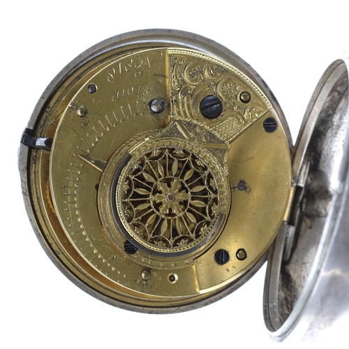 701 - 19th century silver verge pair cased pocket watch, Birmingham 1814 / London 1843, unsigned movement,... 