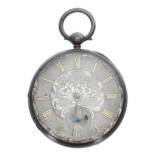 704 - Victorian silver fusee lever pocket watch, London 1847, unsigned movement, no. 1790, with engraved b... 