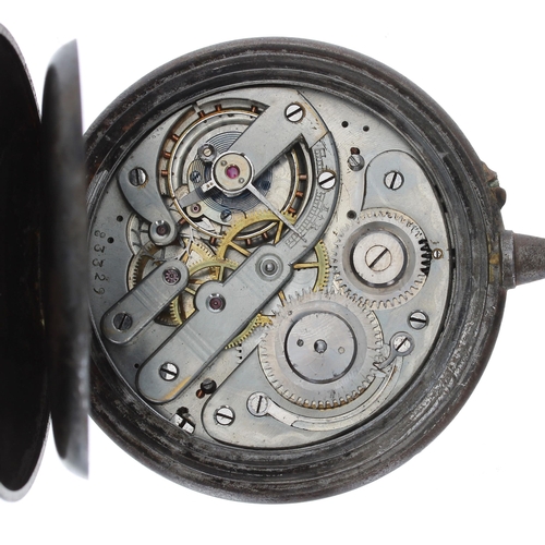 706 - Continental Goliath gunmetal calendar lever pocket watch, bar movement with compensated balance and ... 