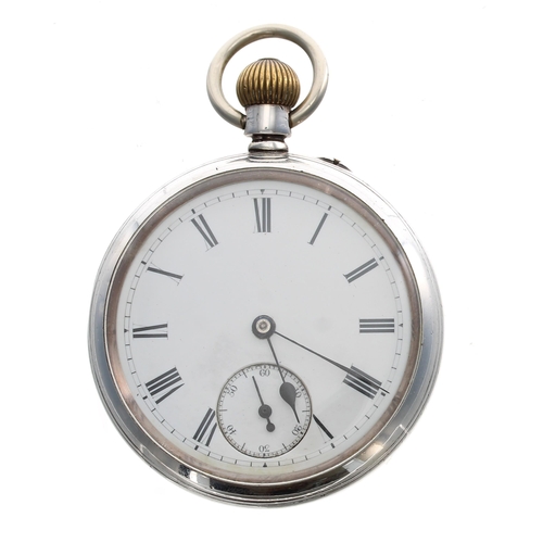 708 - Late Victorian silver lever pocket watch, Chester 1896, unsigned three-quarter plate movement, no. 1... 