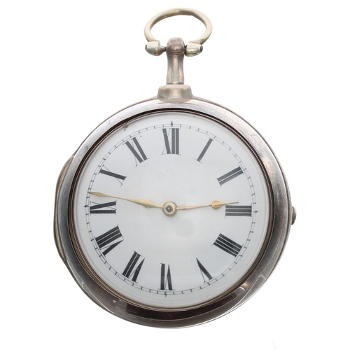 709 - George III silver verge pair cased pocket watch, London 1811, unsigned fusee movement, no. 42773, wi... 