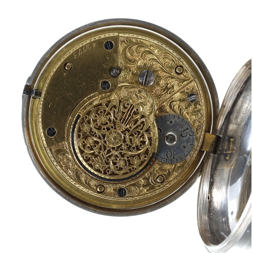 709 - George III silver verge pair cased pocket watch, London 1811, unsigned fusee movement, no. 42773, wi... 