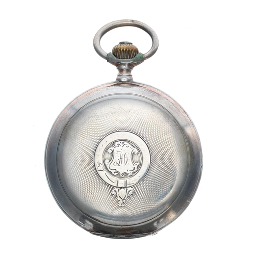 712 - Omega silver (0.800) lever hunter pocket watch, gilt frosted movement with compensated balance and r... 