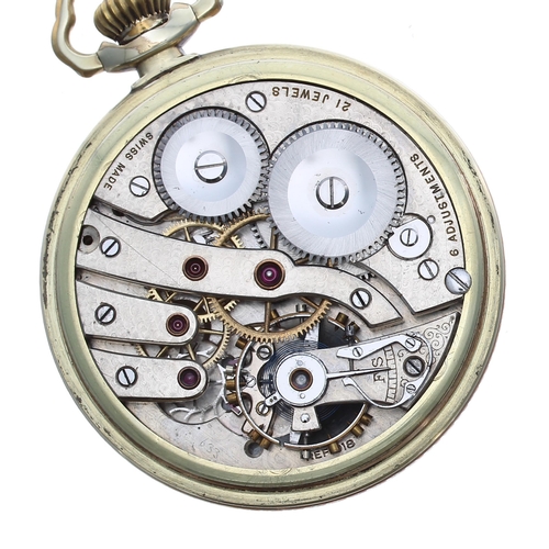 713 - Swiss 14ct gold filled lever pocket watch, ref. 918 21 jewel 6 adjustments movement with compensated... 