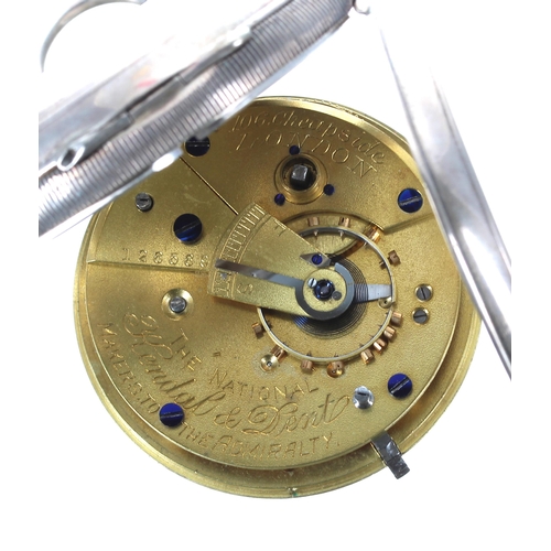 714 - Kendal & Dent 'The ''National'' English Lever' silver pocket watch, Birmingham 1900, signed move... 