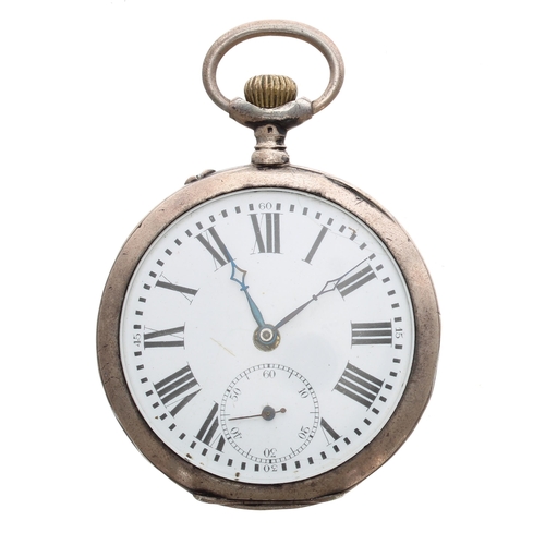 722 - Continental silver (0.900) lever pocket watch, gilt movement signed Joh. Stockl, Wein, no. 1503456, ... 