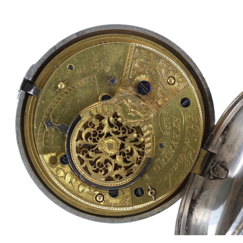 726 - Victorian silver verge pair cased pocket watch, London 1864, the fusee movement signed Rich'd Eade, ... 