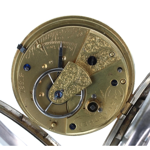 727 - Victorian silver lever pocket watch, Chester 1886, the movement signed John Thomas, Carmarthen, no. ... 