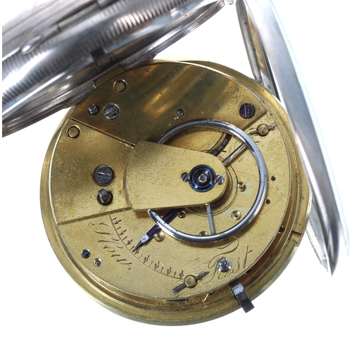 733 - George IV silver fusee lever pocket watch, Chester 1825, unsigned movement with plain balance cock, ... 