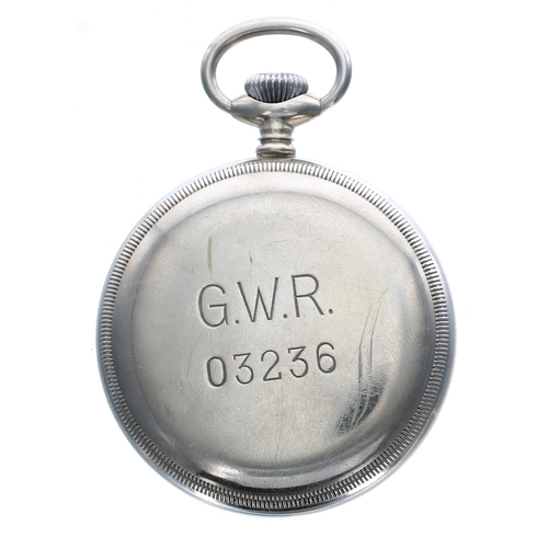 734 - Railway Interest - Limit No. 2 Great Western Railway (G.W.R.) nickel cased lever pocket watch, signe... 