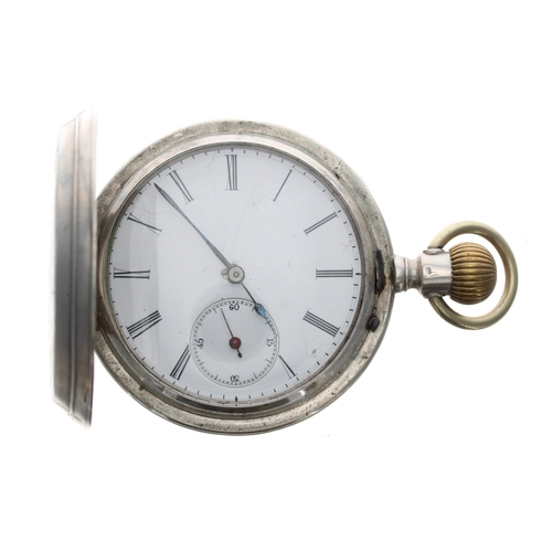 736 - Monard & Cie, Geneve white metal lever set hunter pocket watch, bar movement with compensated ba... 