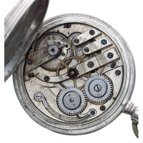 736 - Monard & Cie, Geneve white metal lever set hunter pocket watch, bar movement with compensated ba... 