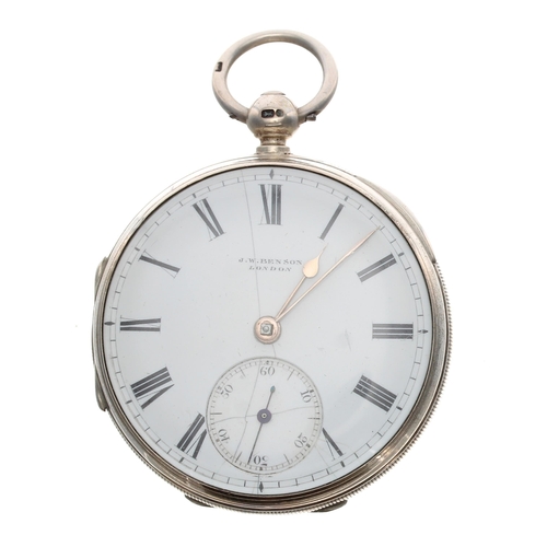 737 - Victorian silver fusee lever pocket watch, London 1873, the movement signed J.W. Benson, Ludgate Hil... 