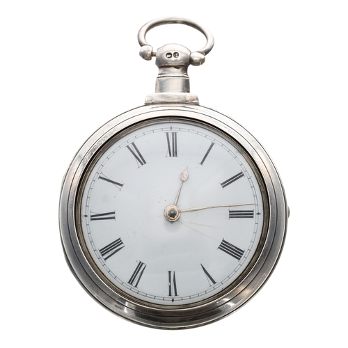 739 - George VI silver verge pair cased pocket watch, London 1838, unsigned fusee movement, no. 16800, wit... 