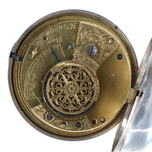 739 - George VI silver verge pair cased pocket watch, London 1838, unsigned fusee movement, no. 16800, wit... 