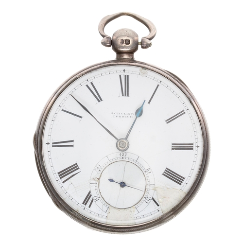 751 - Victorian silver fusee lever pocket watch, London 1855, the movement signed C. Schulen & Co., Co... 