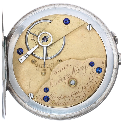 769 - Silver lever pocket watch, London 1902, the movement signed Army & Navy Co operative Society Ld,... 