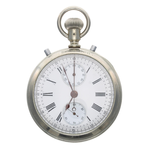 761 - Chronograph split centre seconds lever pocket watch movement, with compensated balance and regulator... 