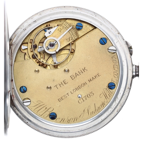 763 - J.W. Benson 'The Bank' silver lever pocket watch, London 1914, signed movement, no. C1703, hinged cu... 