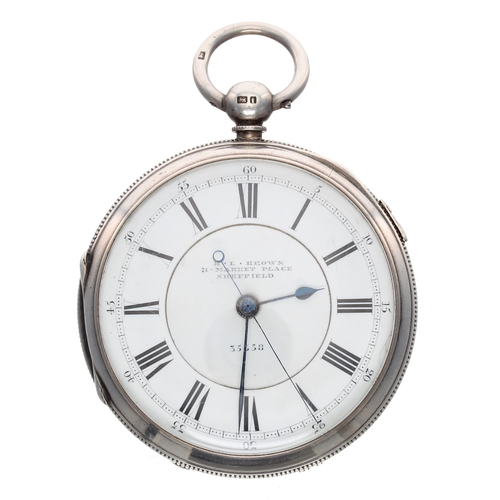 764 - Victorian silver centre seconds chronograph lever pocket watch, Chester 1883, the movement signed H.... 