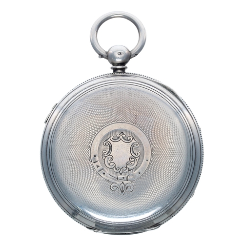 764 - Victorian silver centre seconds chronograph lever pocket watch, Chester 1883, the movement signed H.... 