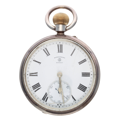 781 - Rotherhams silver lever pocket watch, Birmingham 1912, signed movement and dial, within a signed eng... 