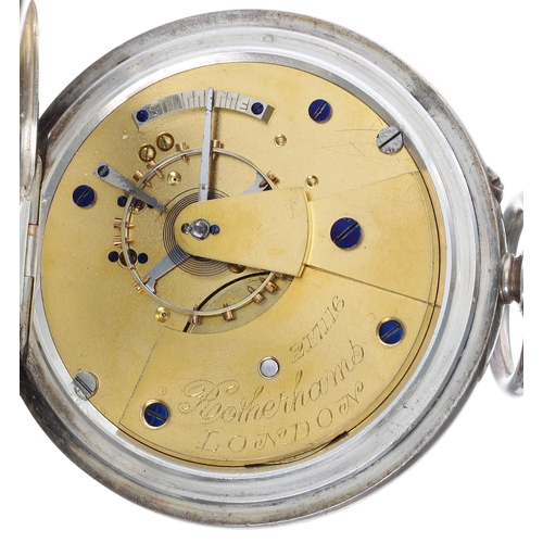 781 - Rotherhams silver lever pocket watch, Birmingham 1912, signed movement and dial, within a signed eng... 