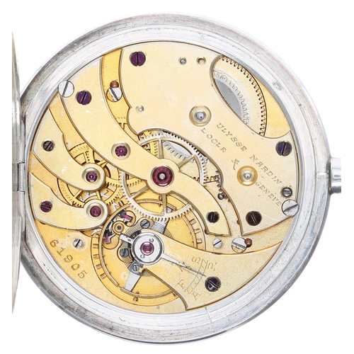 783 - Ulysse Nardin silver (0.900) lever dress pocket watch, the gilt frosted movement signed Ulysse Nardi... 