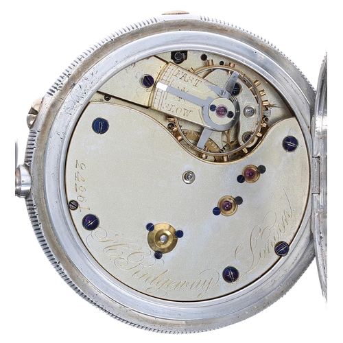 789 - Victorian silver centre seconds chronograph lever hunter pocket watch, Birmingham 1887, the three qu... 