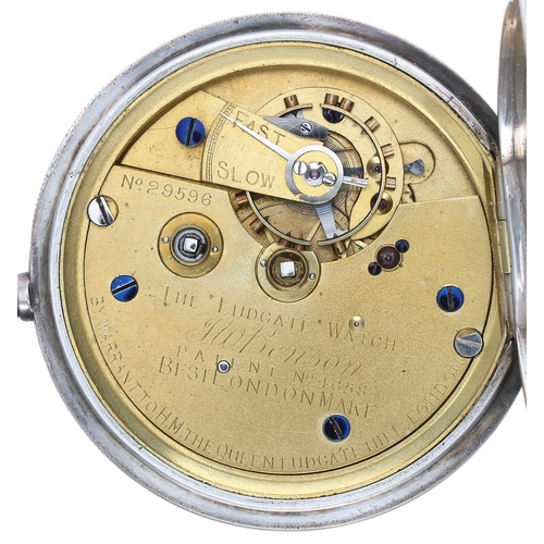 791 - J.W. Benson 'The ''Ludgate'' Watch' silver lever pocket watch, London 1889, the three quarter plate ... 