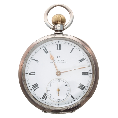 801 - Omega silver (0.925) lever pocket watch, signed movement, no. 4417193, signed hinged cuvette, signed... 