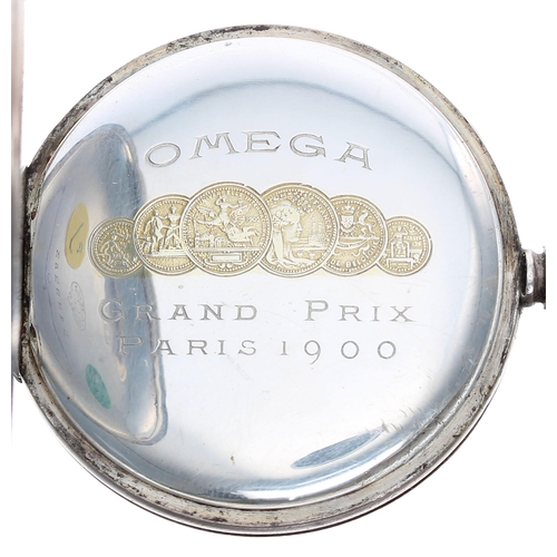 801 - Omega silver (0.925) lever pocket watch, signed movement, no. 4417193, signed hinged cuvette, signed... 