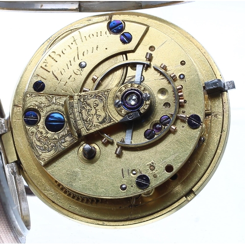 804 - Victorian silver fusee lever pocket watch, London 1855, the movement signed H'y Berthoud, London, no... 