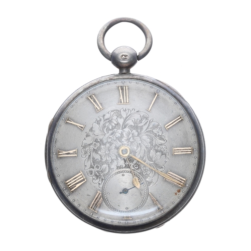 812 - Small Victorian silver fusee lever pocket watch, Chester 1840, the gilt three quarter plate movement... 