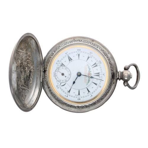 816 - Turkish Market silver (0.800) lever hunter pocket watch, the half plate movement signed and stamped ... 