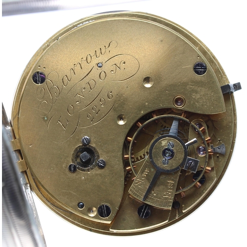 817 - Victorian silver fusee lever pocket watch, London 1857, the movement signed Barrow, London, no. 2296... 