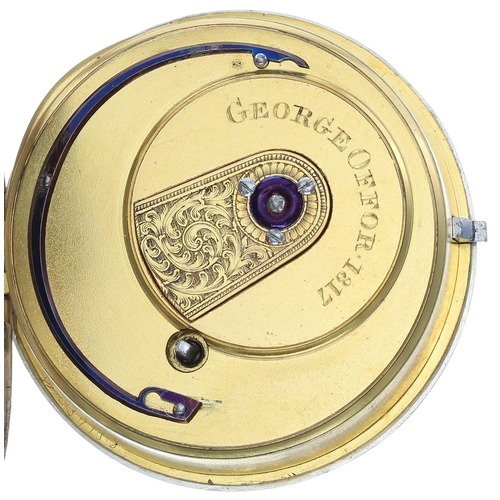 820 - George III silver fusee cylinder pocket watch, London 1816, the movement signed Geo'e Sharp, Postern... 