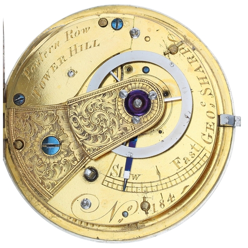 820 - George III silver fusee cylinder pocket watch, London 1816, the movement signed Geo'e Sharp, Postern... 