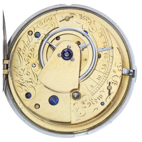 822 - George IV silver converted lever hunter pocket watch, London 1821, the fusee movement signed Rob't P... 