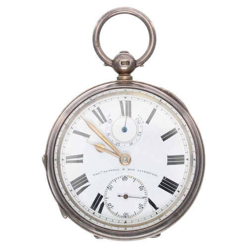 823 - Edwardian silver English lever pocket watch with up/down power reserve, Chester 1905, the movement s... 