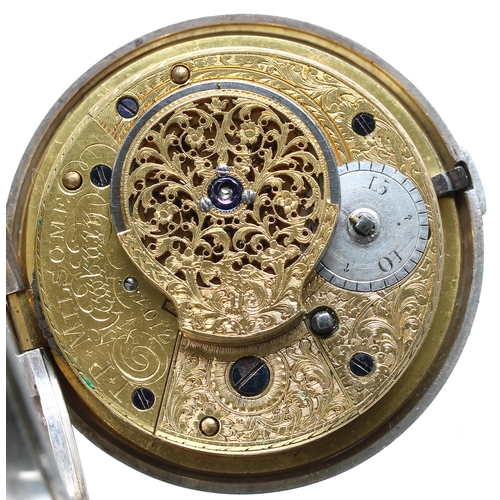 827 - George III silver verge pair cased pocket watch, London 1812, the fusee movement signed I.P. Milsome... 