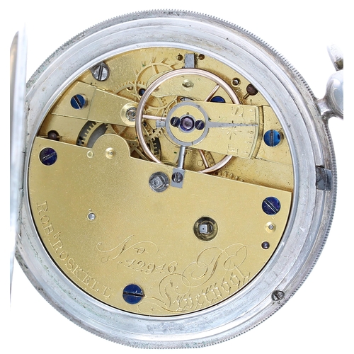 830 - George IV silver calendar fusee lever hunter pocket watch, Chester 1829, gilt frosted half plate mov... 