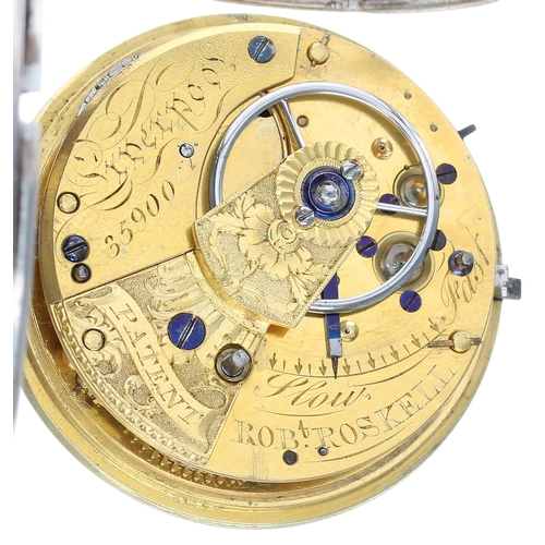 831 - George IV silver fusee lever pocket watch, Chester 1822, the movement signed Rob't Roskell, Liverpoo... 