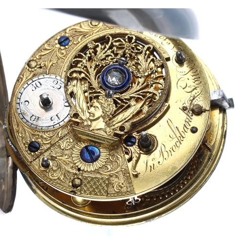 836 - George III silver cylinder centre seconds pocket watch, London 1781, the movement signed Jon Brockba... 