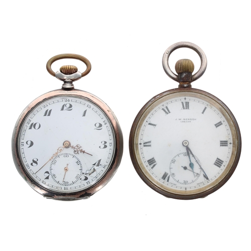 901 - Continental silver (0.800) lever pocket watch, unsigned gilt movement, hinged metal cuvette, Arabic ... 